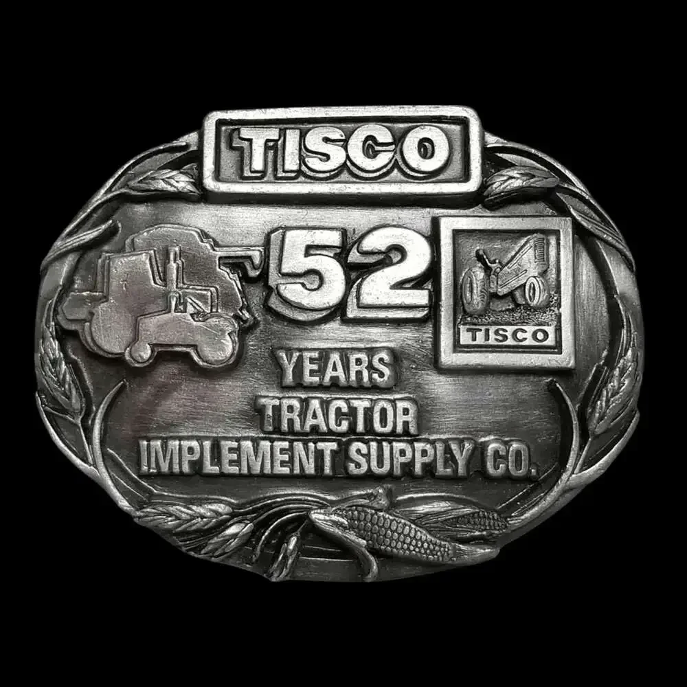 VTG Belt Buckle 1987‎ Pewter TISCO 52 Years Tractor Implement Supply Co Siskiyou